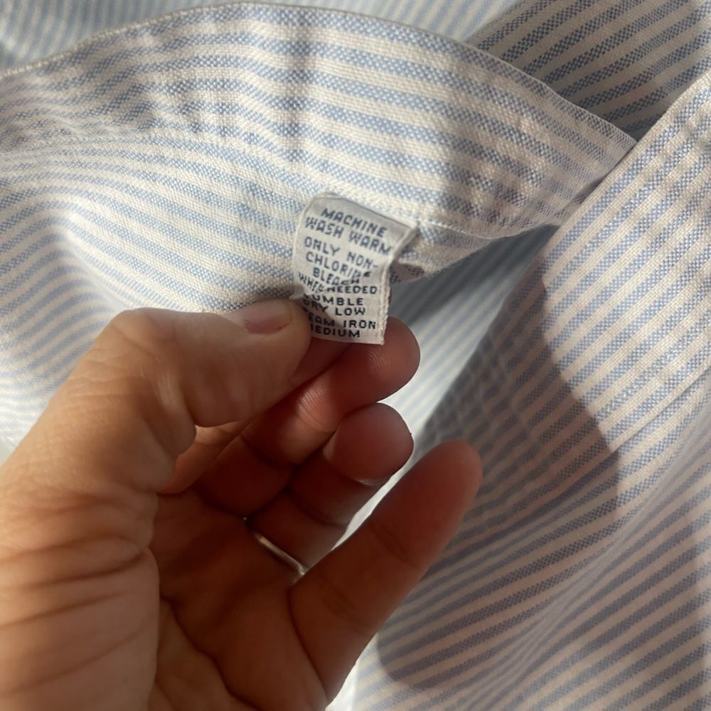 Ralph Lauren Shirt Men's XL Classic Fit White Blue Striped Button Down FleshPony - Picture 7 of 11